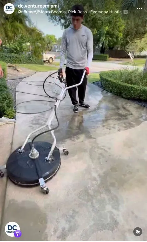 Surface-cleaning a concrete driveway
